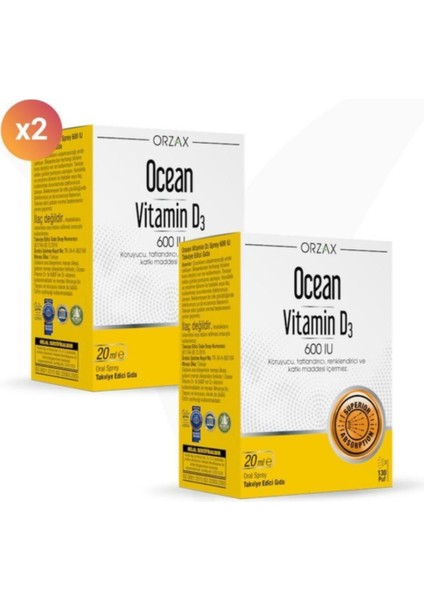 Ocean Vitamin D3 600 Iu Oral Sprey 20 ml 2 Adet