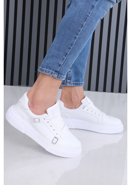 Beyaz Madrid Erkek Casual Spor Ayakkabı Çift Tokalı Ortopedik Tabanlı fiyatları