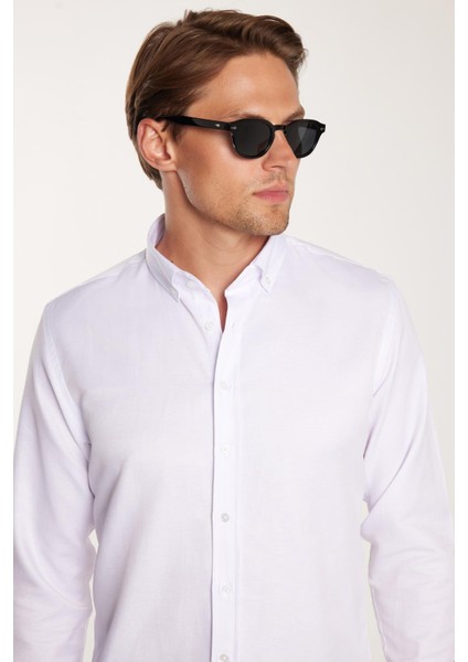 Slim Fit Beyaz Erkek Gömlek