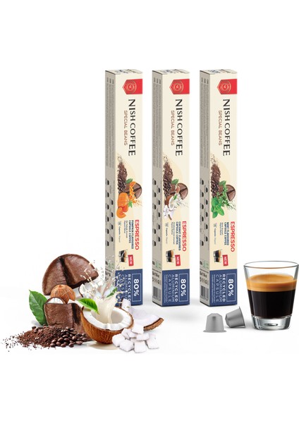 Aromalı Kapsül Kahve 3'lü Set (Bal Kabağı-Nane-Hindistan Cevizi) - 30 Adet fırsatları