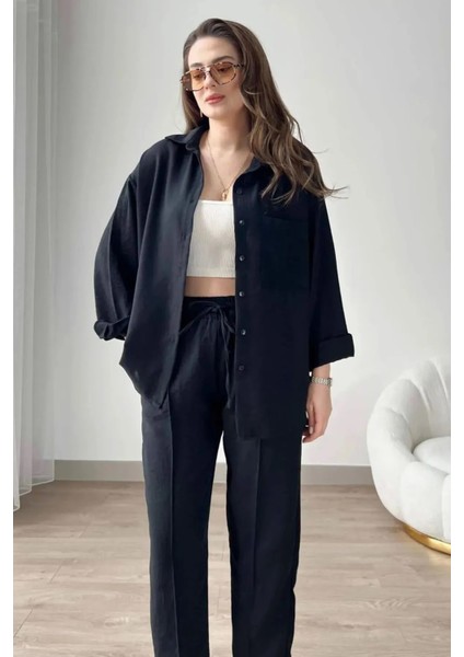 Kadın Gömlekli Keten 2'li Takım