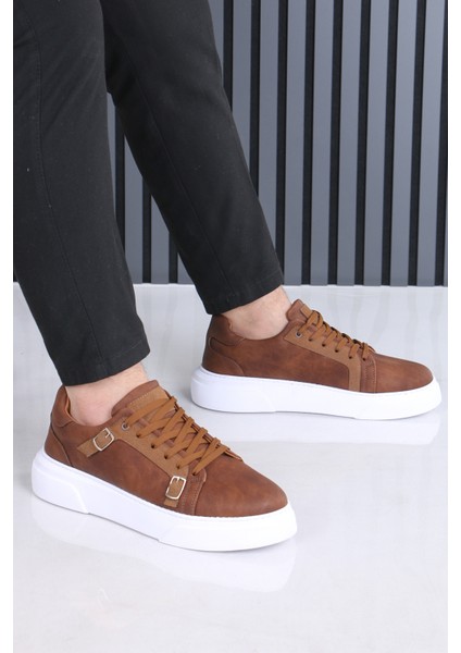 Taba Madrid Erkek Casual Spor Ayakkabı Çift Tokalı Ortopedik Tabanlı