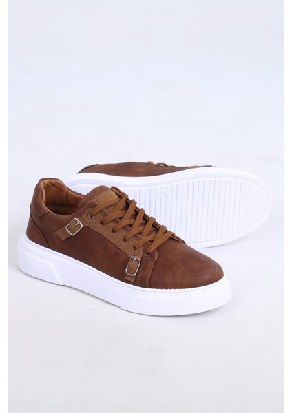 Taba Madrid Erkek Casual Spor Ayakkabı Çift Tokalı Ortopedik Tabanlı