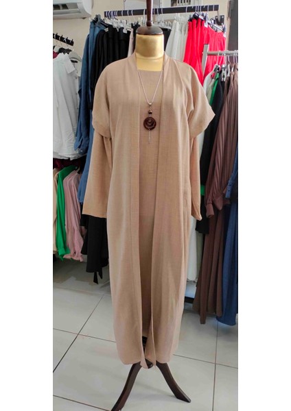 Kadın Ikili Yelekli Tam Boy Kimono Tesettür Takım modelleri