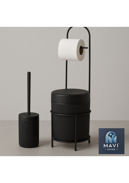 Çöp Kovalı Tuvalet Kağıtlığı ve Fırça Seti