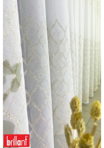 Gold Yaprak 1/2,5 Normal Pileli Ütü Istemez Kırışmaz 4 Sıra Işlemeli Tül Perde