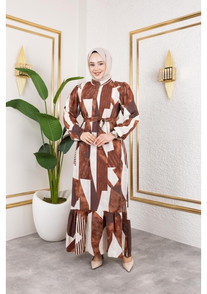 Kadın Kuşaklı Viskon Tesettür Elbise fırsatları