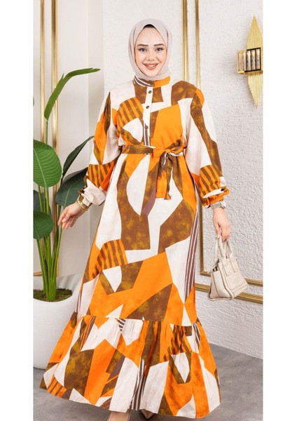 Kadın Kuşaklı Viskon Tesettür Elbise fiyatları