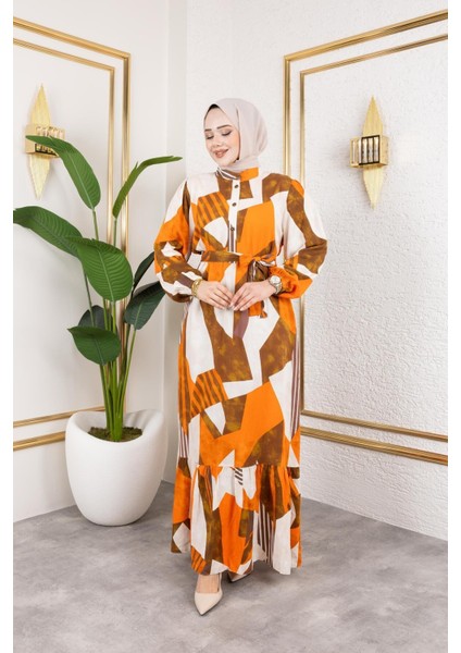 Kadın Kuşaklı Viskon Tesettür Elbise fırsatları