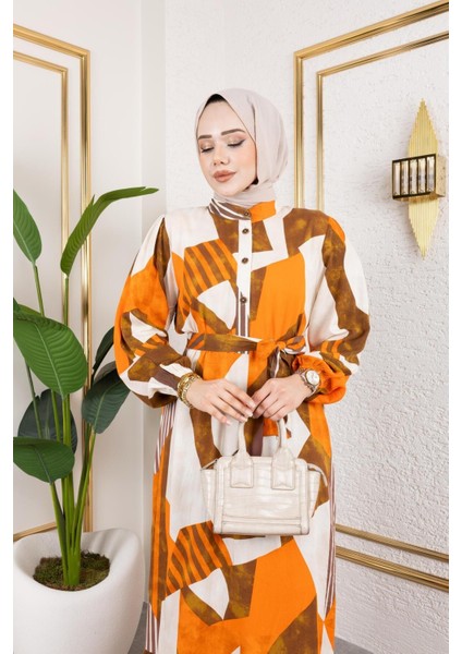 Kadın Kuşaklı Viskon Tesettür Elbise indirimleri