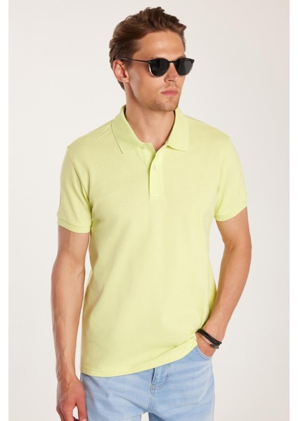 Erkek Slim Fit Dar Kesim %100 Pamuk Yeşil Polo Yaka Tişört fiyatları