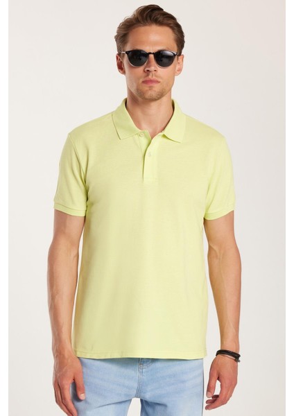 Erkek Slim Fit Dar Kesim %100 Pamuk Yeşil Polo Yaka Tişört fırsatları