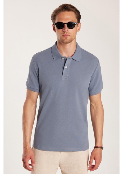 Erkek Slim Fit Dar Kesim %100 Pamuk Füme Polo Yaka Tişört modelleri