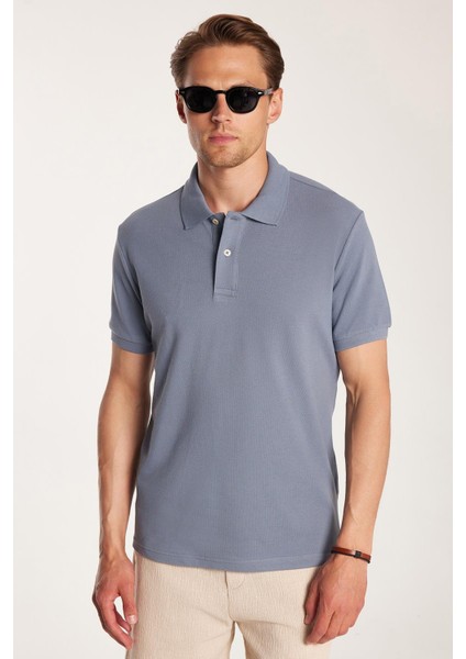 Erkek Slim Fit Dar Kesim %100 Pamuk Füme Polo Yaka Tişört fırsatları