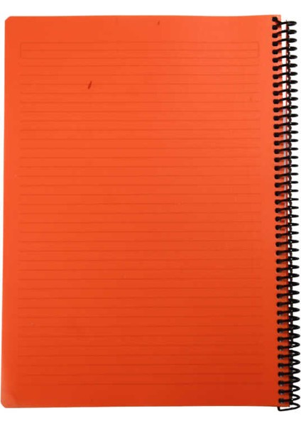 Flex A4 120 Yaprak Çizgili Spiralli Plastik Neon Kapak Defter Turuncu