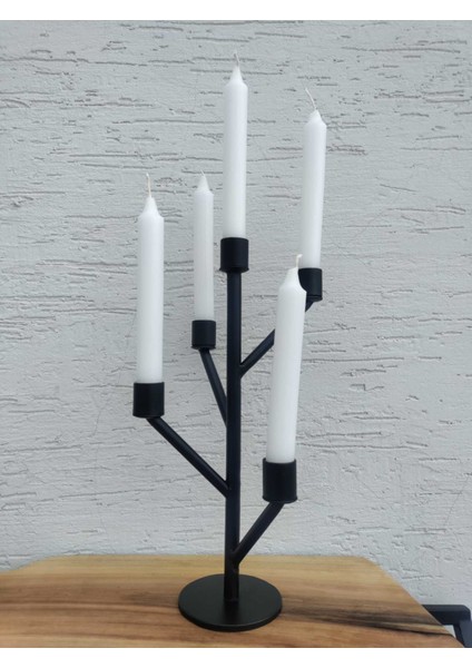 Lyla Rustik Candle Mumluk, 5 Mumlu Şamdan
