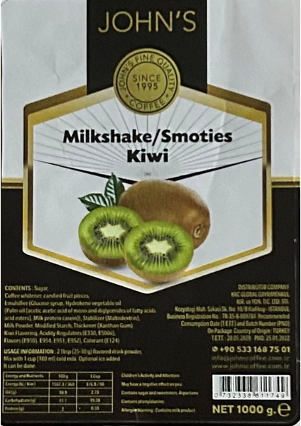 John's Kivi Milkshake Tozu 250 gr fiyatları