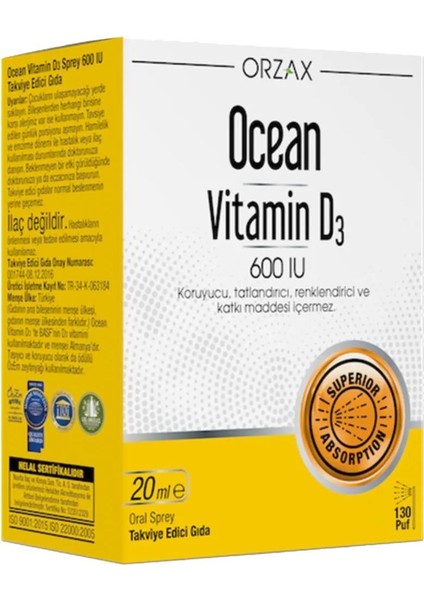 Ocean Vitamin D3 600 Iu Oral Sprey 20 ml