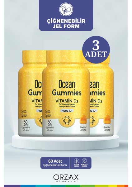 Ocean Gummies Vitamin D3 60 Çiğneme Form 3 Adet