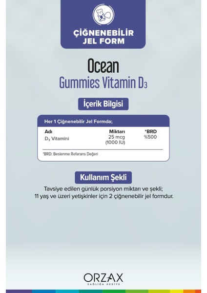Ocean Gummies Vitamin D3 60 Çiğneme Form 3 Adet fiyatları