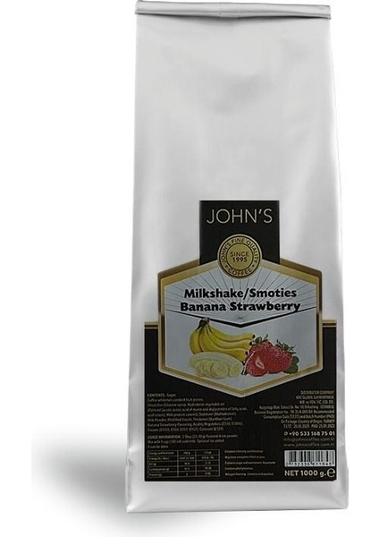 John's Muz Çilek Milkshake Tozu 250 gr