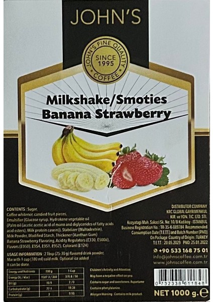 John's Muz Çilek Milkshake Tozu 250 gr fiyatları