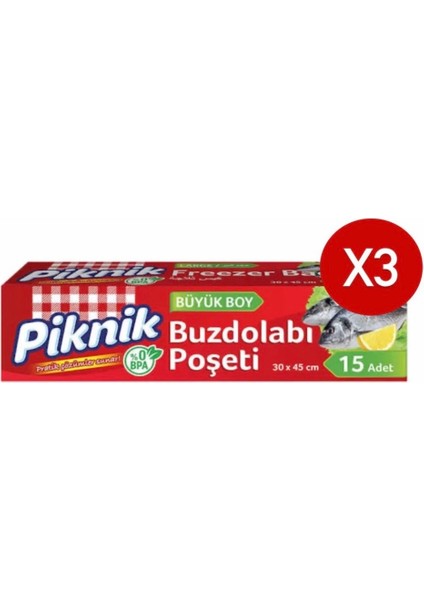 Buzdolabı Poşeti Büyük Boy 15LI x 3 Adet