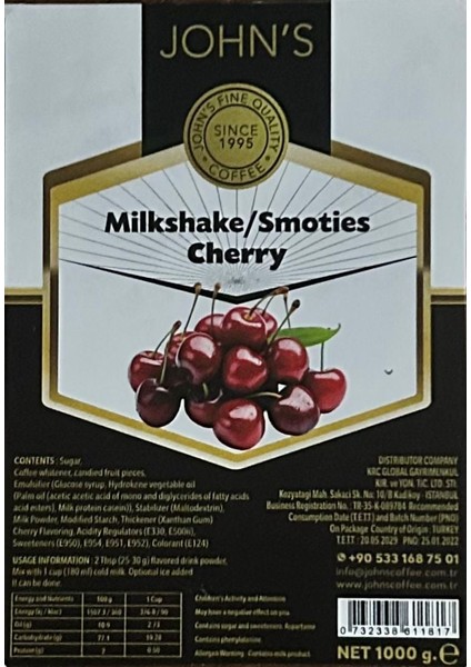 John's Kiraz Milkshake Tozu 250 gr fiyatları
