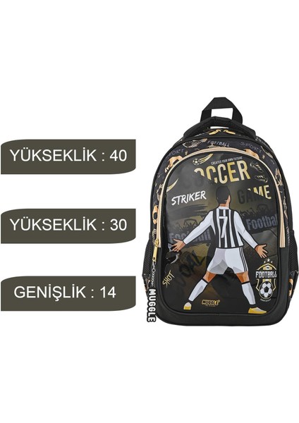 2 Bölmeli Soccer Game Okul Sırt Çantası + Beslenme Çantası + Kalemlik