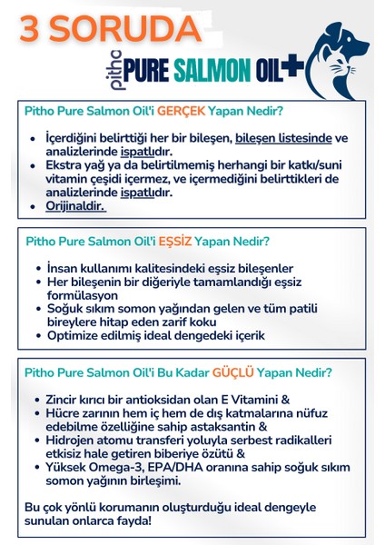 Pure Salmon Oil | %100 Saf Soğuk Sıkım Balık Yağı | Kedi ve Köpekler İçin Omega-3 Kaynağı 250 ML
