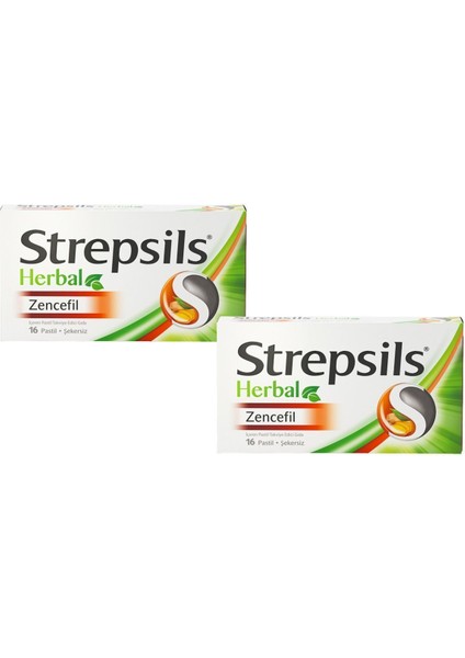 Asfstore Strepsils Herbal Zencefil Aromalı 16 Pastil 2 Adet