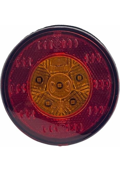 12V SİNYAL LAMBASI+DESENLİ REFLEKTÖR YUVARLAK SARI (6 LEDLİ) (98 MM)