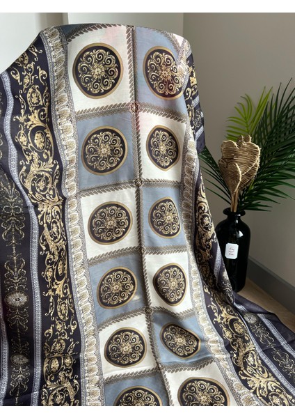 Vavscarfs Versa Desen Pamuk Ipek Şal Lavicert-Gri