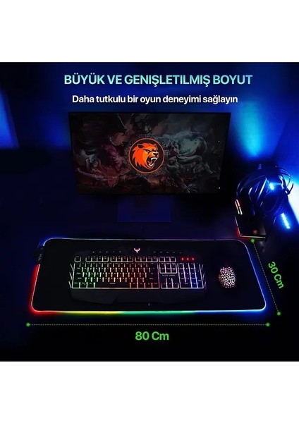 Rgb 14 Değişen Ledli Gaming Oyuncu Su Geçirmez Xl Mousepad, Gaming Mouse Pad 80X30 cm fiyatları