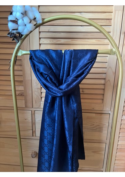 Vavscarfs G Desen Pamuk Jakar Şal Koyu Koyu Lacivert