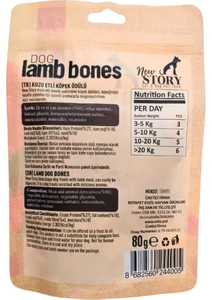 Dog Lamb Bones 3X80GR. Kuzu Etli, Köpek Ödül Maması modelleri