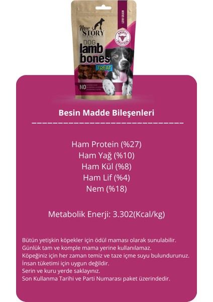 Dog Lamb Bones 3X80GR. Kuzu Etli, Köpek Ödül Maması fırsatları