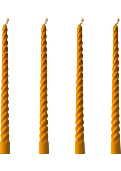 (4 Adet 27.5cm) Balmumu Mum Konik Burgulu Balmumu Şamdan Mumu Doğal Petek Balmumu Mum Dekoratif Kırılmaz Akmaz Mum Bal Mumu Beeswax Candle (Sarı)