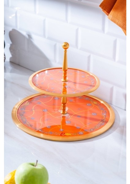 Passifolia 2 Katlı Cam Sunum Tepsisi – 30 cm & 20 cm | Şık ve Modern Tasarım