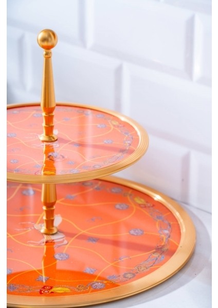 Passifolia 2 Katlı Cam Sunum Tepsisi – 30 cm & 20 cm | Şık ve Modern Tasarım fiyatları