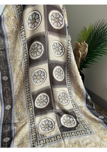 Vavscarfs Versa Desen Pamuk Ipek Şal Yeşil-Haki