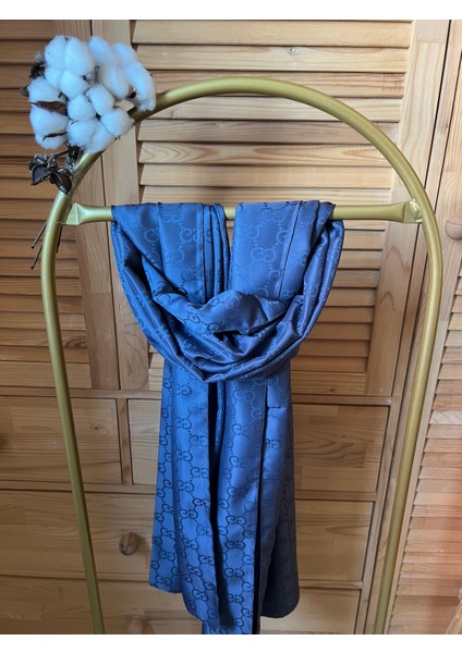 Vavscarfs G Desen Pamuk Jakar Şal Koyu Antrasit