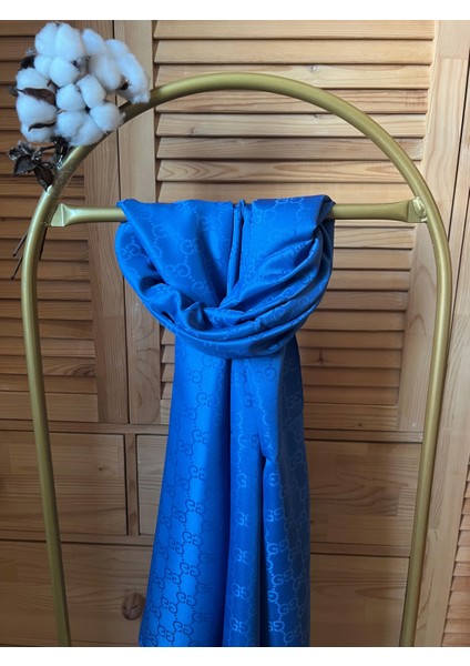 Vavscarfs G Desen Pamuk Jakar Şal Koyu Mavi