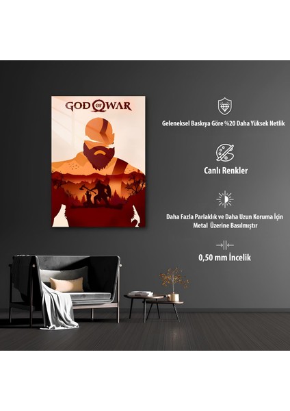 Gow Kratos Hd Metal Tablo Poster modelleri