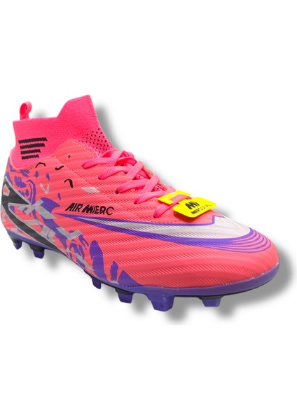Çoraplı Unisex Krampon Halısaha & Çimsaha Ayakkabı Neon Pembe Desenli