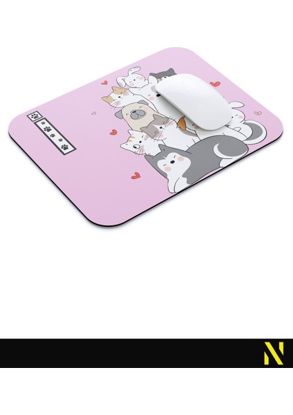 İ Harfli Sevimli Hayvanlar Desenli Ergonomik Mouse Pad - 23 cm x 19 cm - Kaymaz Taban Ev ve Ofis Kullanımı Fare Altlığı Mousepad