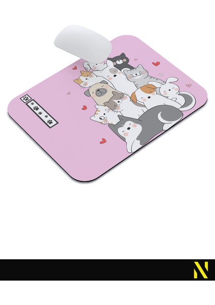 İ Harfli Sevimli Hayvanlar Desenli Ergonomik Mouse Pad - 23 cm x 19 cm - Kaymaz Taban Ev ve Ofis Kullanımı Fare Altlığı Mousepad