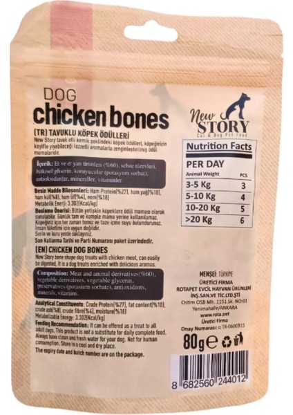 Dog Chicken Bones 12X80GR. Tavuklu, Köpek Ödül Maması modelleri