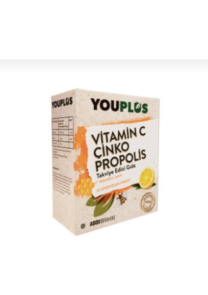 Asfstore Youplus Vitamin C Çinko Propolis 20 Efervesan Tablet 2 Adet