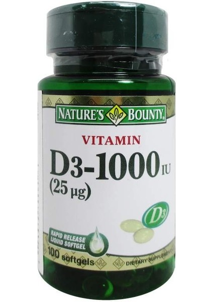 Nature's Bounty Vitamin D3 1000 Iu 100 Softgel